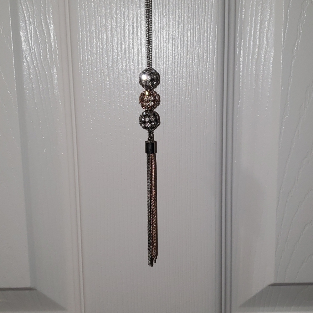 I.N.C. Triple Ball Tassel Necklace